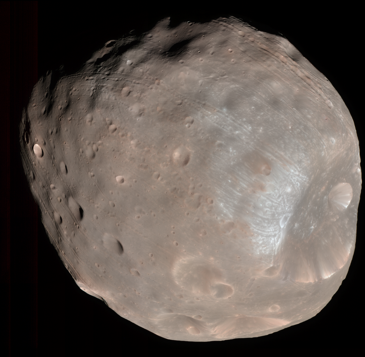 Phobos, un des satellites naturels de Mars.